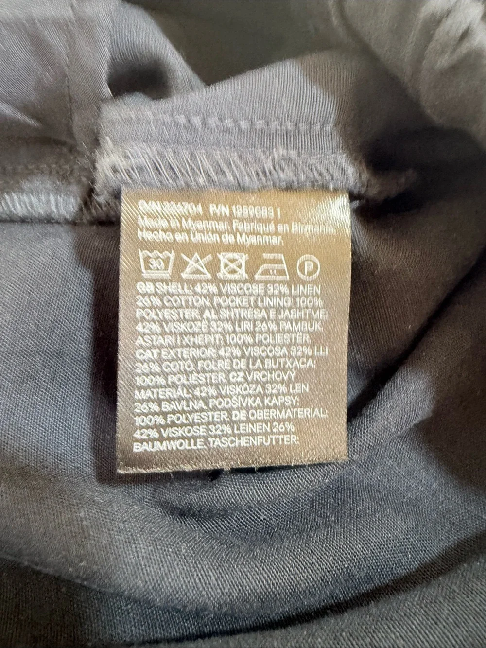 H&M Navy Blue Women's Linen Blend Drawstring Waist Trousers size Small